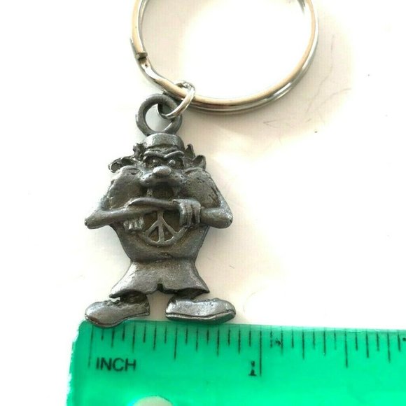 Vintage Taz Tasmanian Devil Peace Keychai Keyring Looney Toons Warner Brothers - Picture 7 of 9